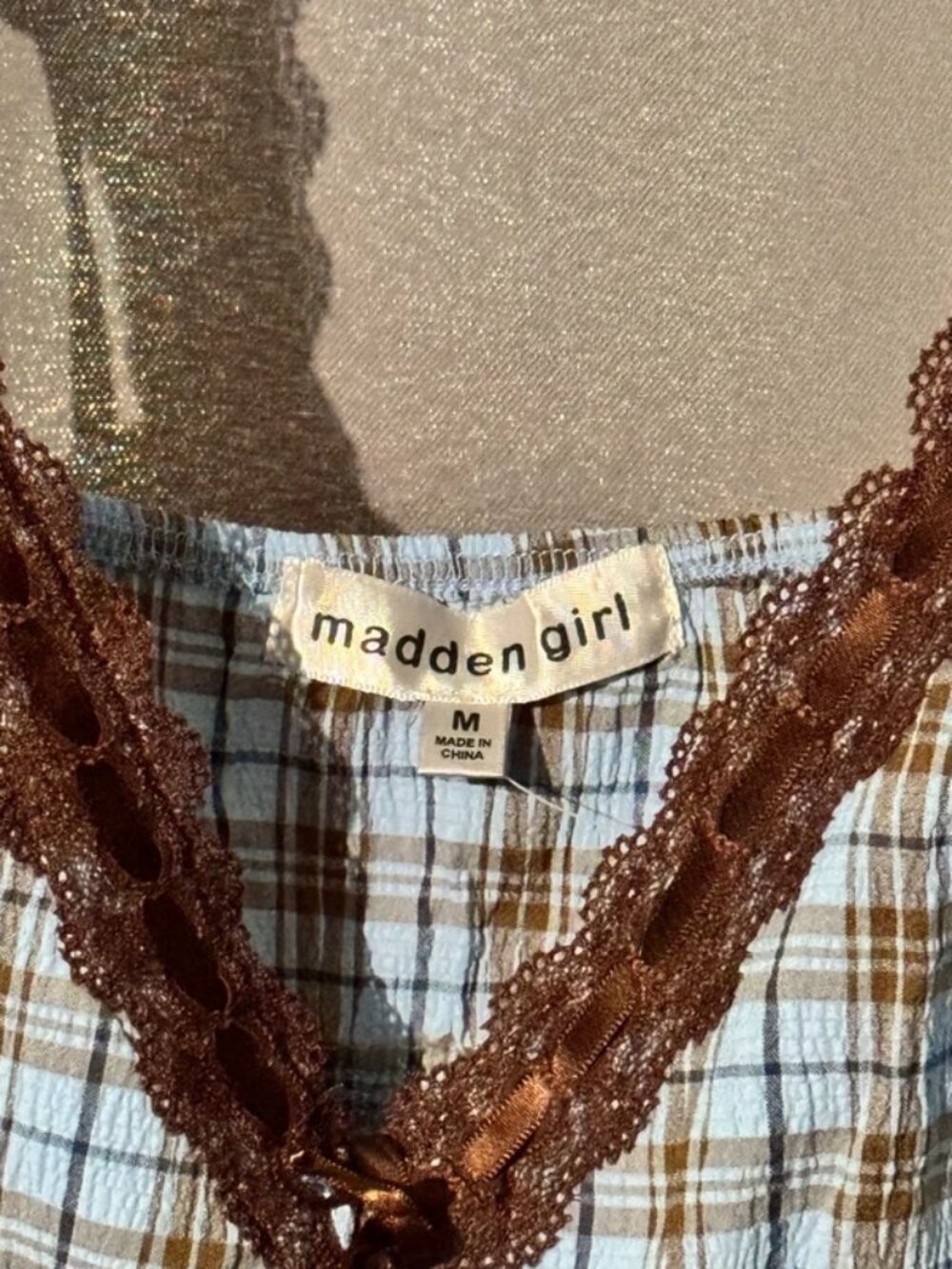 Blue plaid top🐦‍🔥 - Picture 2 of 2